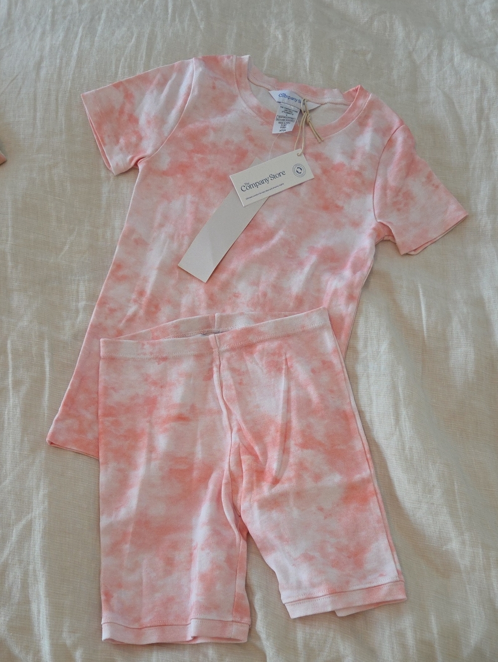 NWT The Company Store Organic Coral Pink Tie-Dye Short Sleeve Pajama Set 8